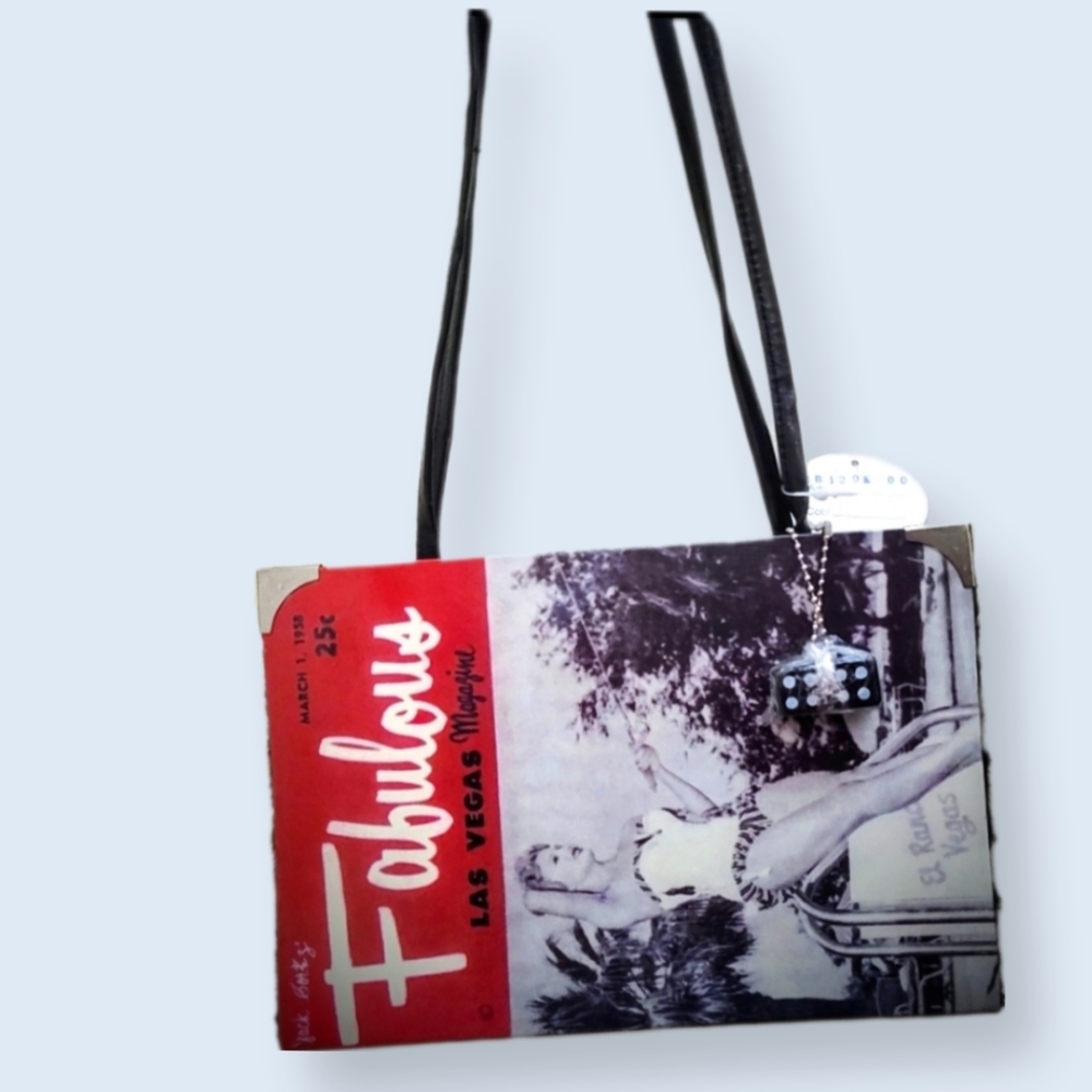 Vintage 90's Shoulder Bag, Fabulous Las Vegas Magazine Purse, NEW
